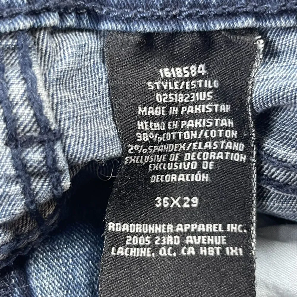 Urban Star Jeans Mens 36 x 29 Blue Denim Cotton 5-Pockets High-Rise Straight Leg